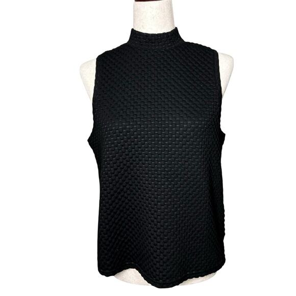 Anthropologie Postmark Black Stand-Up Collar Sleeveless Top M Office Siren - Picture 1 of 6